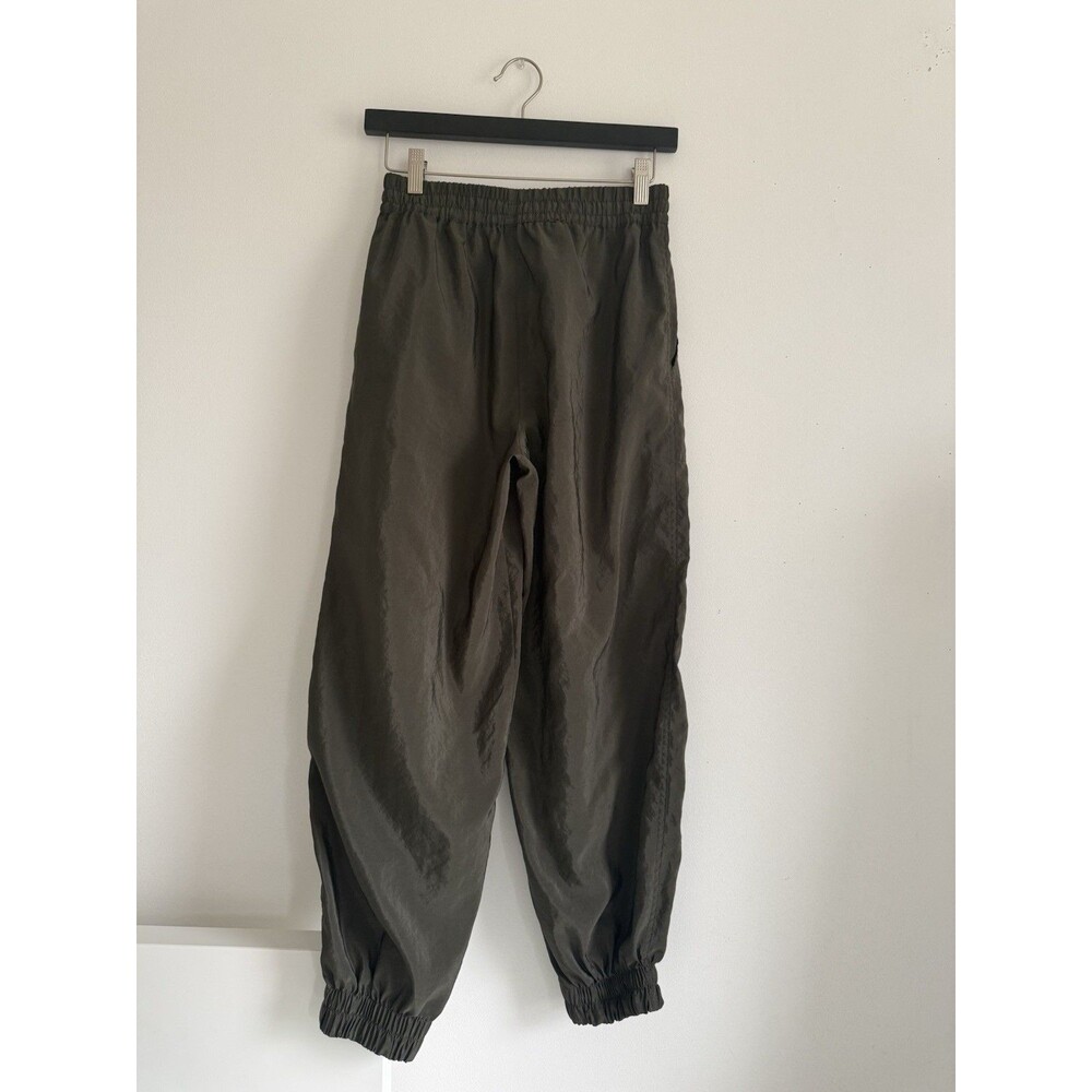 ✿ ZARA Olive Satin Cargo Jogger Pants Elastic Waist XS Drawstring Women
